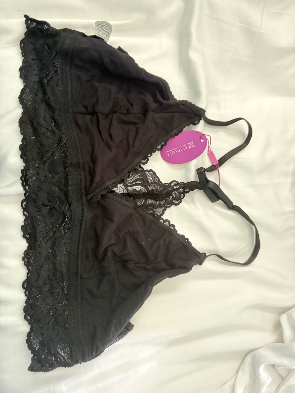 Naylove Black Lace Triangle Bralette — Soft Stretch Comfort
